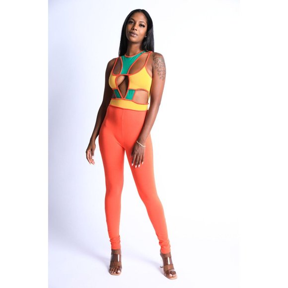 K Too Color Block Cut Out Jumpsuit - Picture 4 of 7
